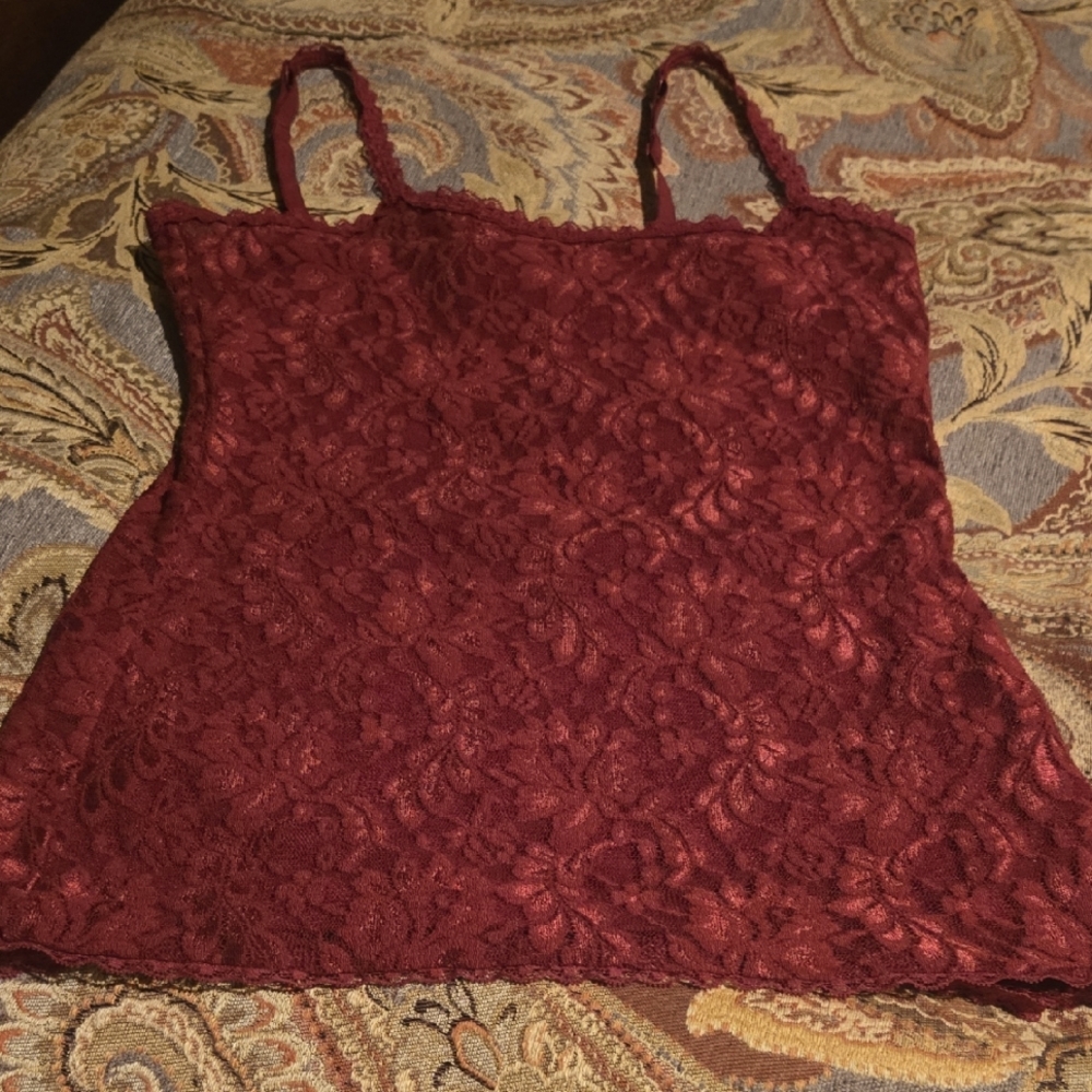 White House Black Market Red Lace Sleeveless Fitted Camisole